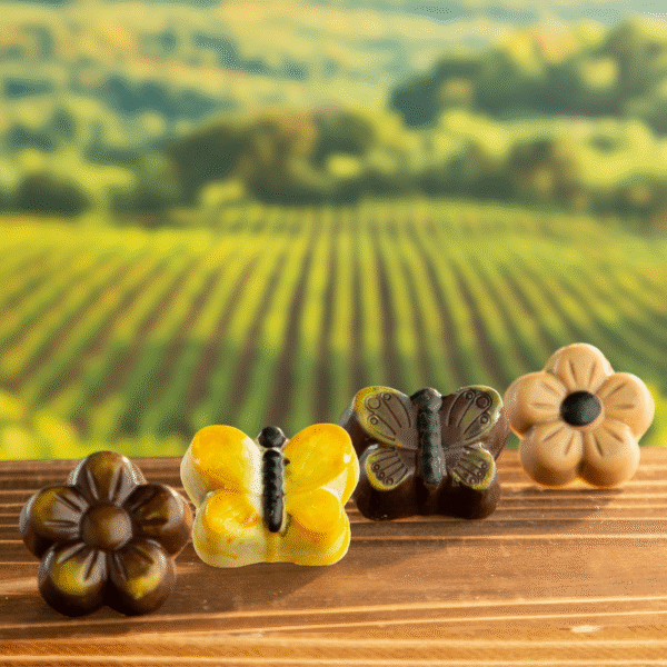 Cioccolatini fiori e farfalle 1/2 Uovo di Pasqua al Latte